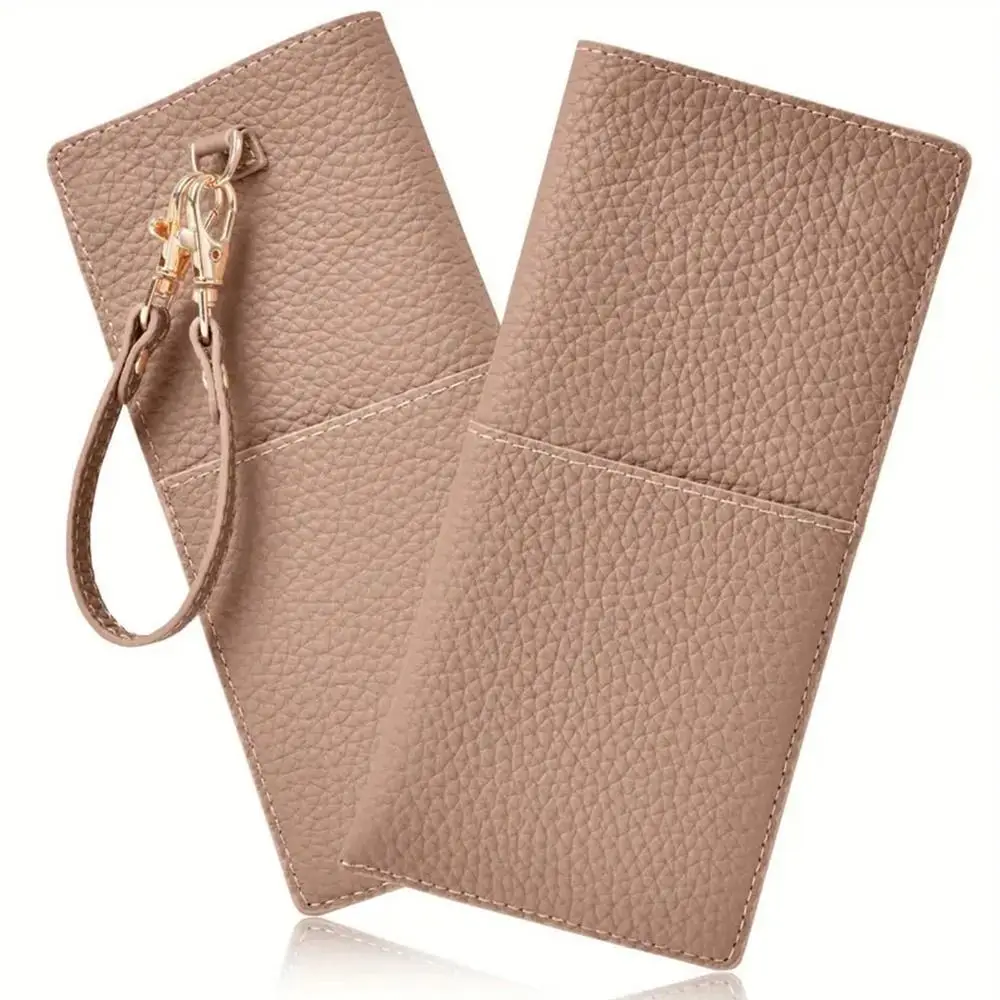 

PU Leather Sunglasses Storage Bag with Lanyard Durable Sunglasses Pouch Solid Color Portable Hanging Sunglasses