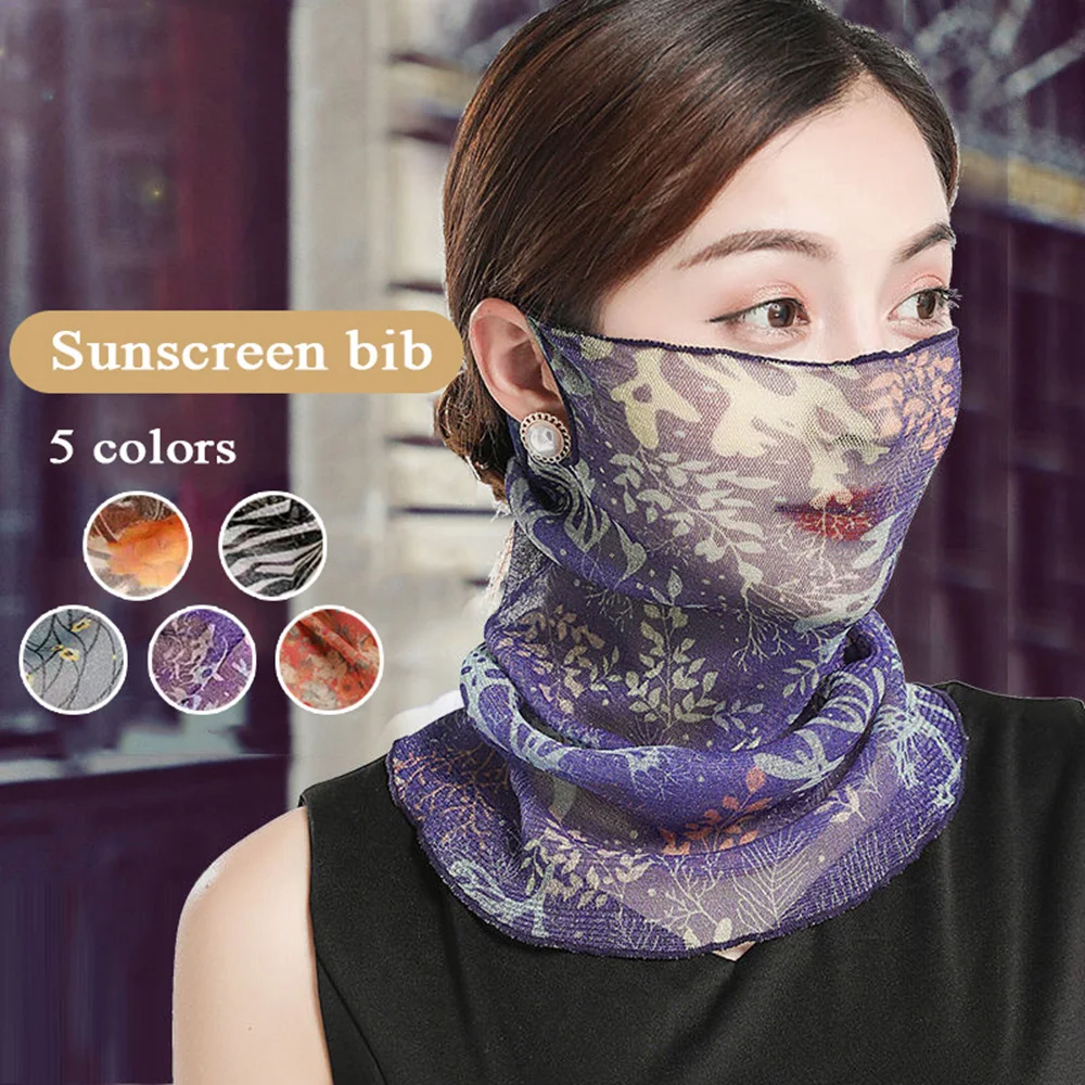 Summer Thin Anti-UV Scarf Women Driving Riding Chiffon Neck Collar Scarf Multi-Function UV Protection Mask Sunscreen For Face