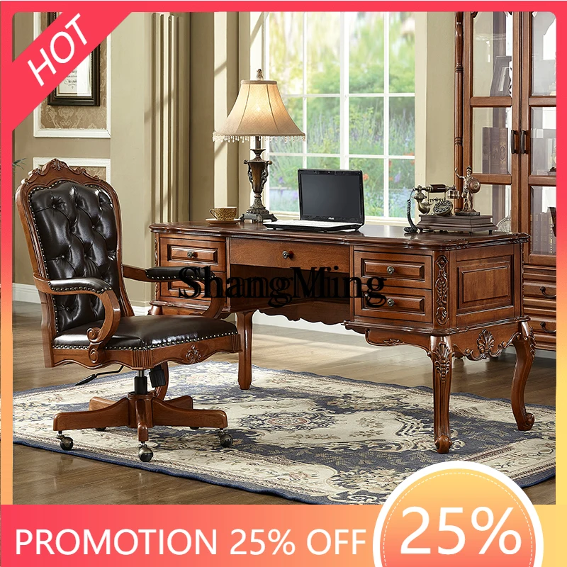 

SM Wood Desk Chair Combination Writing Desk Office Computer Desk Home Bedroom Study Furniture