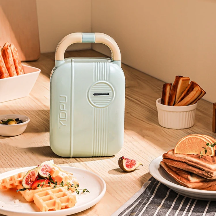 Best selling 2 In 1 YIDPU Multifunctional Family Breakfast Maker Light Diet Sandwich Waffle Baker, CN Plug(Green)