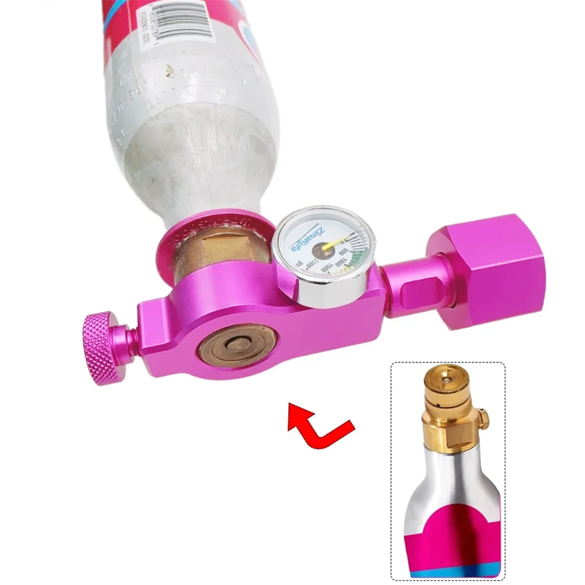 محول محطة تعبئة أسطوانة A002 Co 2 مناسب لـ (Terra DUO Art) Pink Quick Connect Co 2 Cylinder W21.8