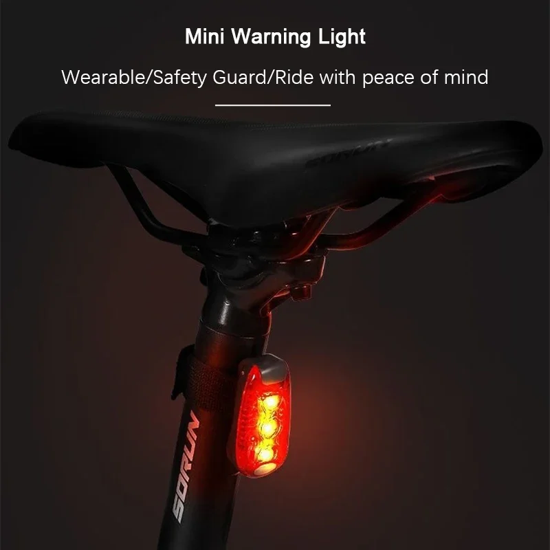 LED Bicycle Tail Light Waterproof Outdoor Sports Night Running Warning Light Signal Lamp With Clip Buckle Helmet Backpack Light