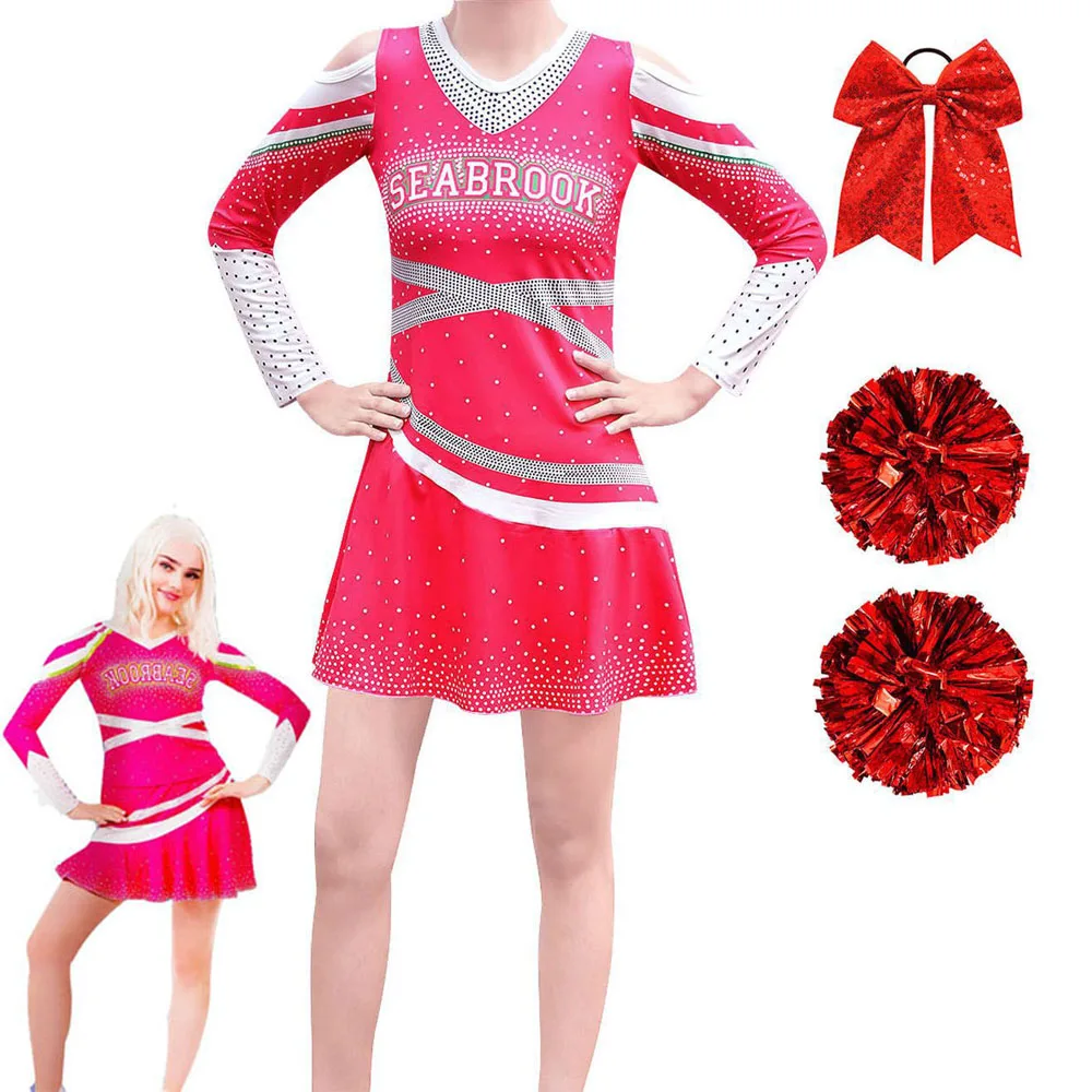 Disney Zombies 3 Addison Dresses Carnival Summer New Children Cheerleader Princess Dress Birthday Party Costume Kids Prom Gowns