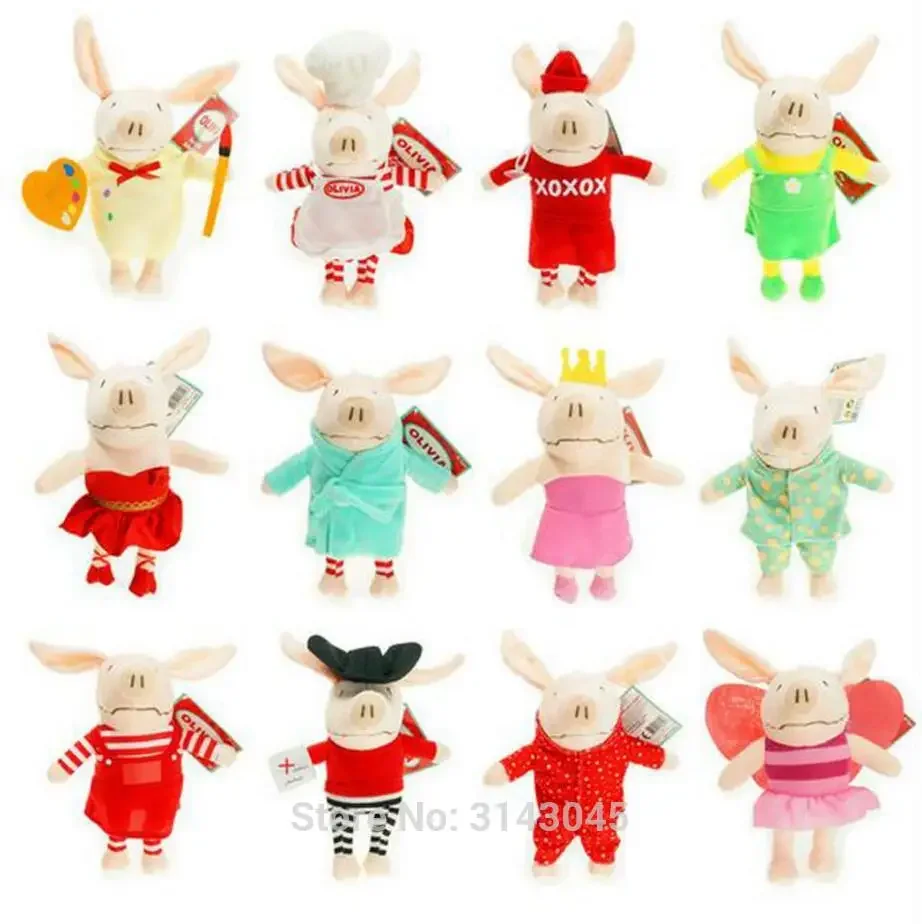 22cm Olivia the Pig Beanbag Puppet Pajamas Ballet Ballerina Olivia Butterfly Painter Cosplay Birthday Gift Stuffed Plush Toys