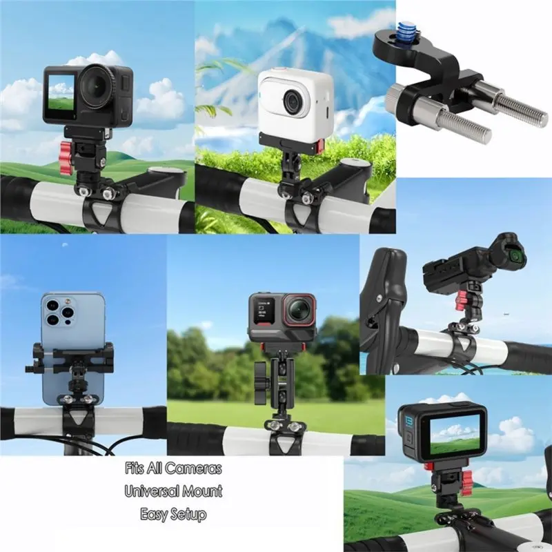 B92B Bicycle Stem Mount 1/4 Ballhead for GoPro Camera Phone Holder Cycling Front Light Mount