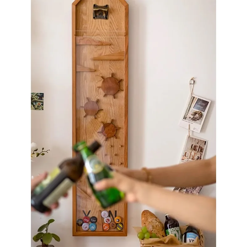 Solid wood wall hanging decoration, entertainment, Bottle opener, decision-making artifact, beer, bar opener, bar, big adventure