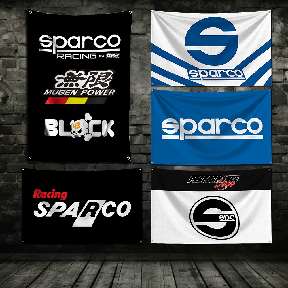 3x5 Ft Car S-sparcos Flag Polyester Digital Printing Banner for Garage Wall Art Out Door Decoration With Brass Grommets