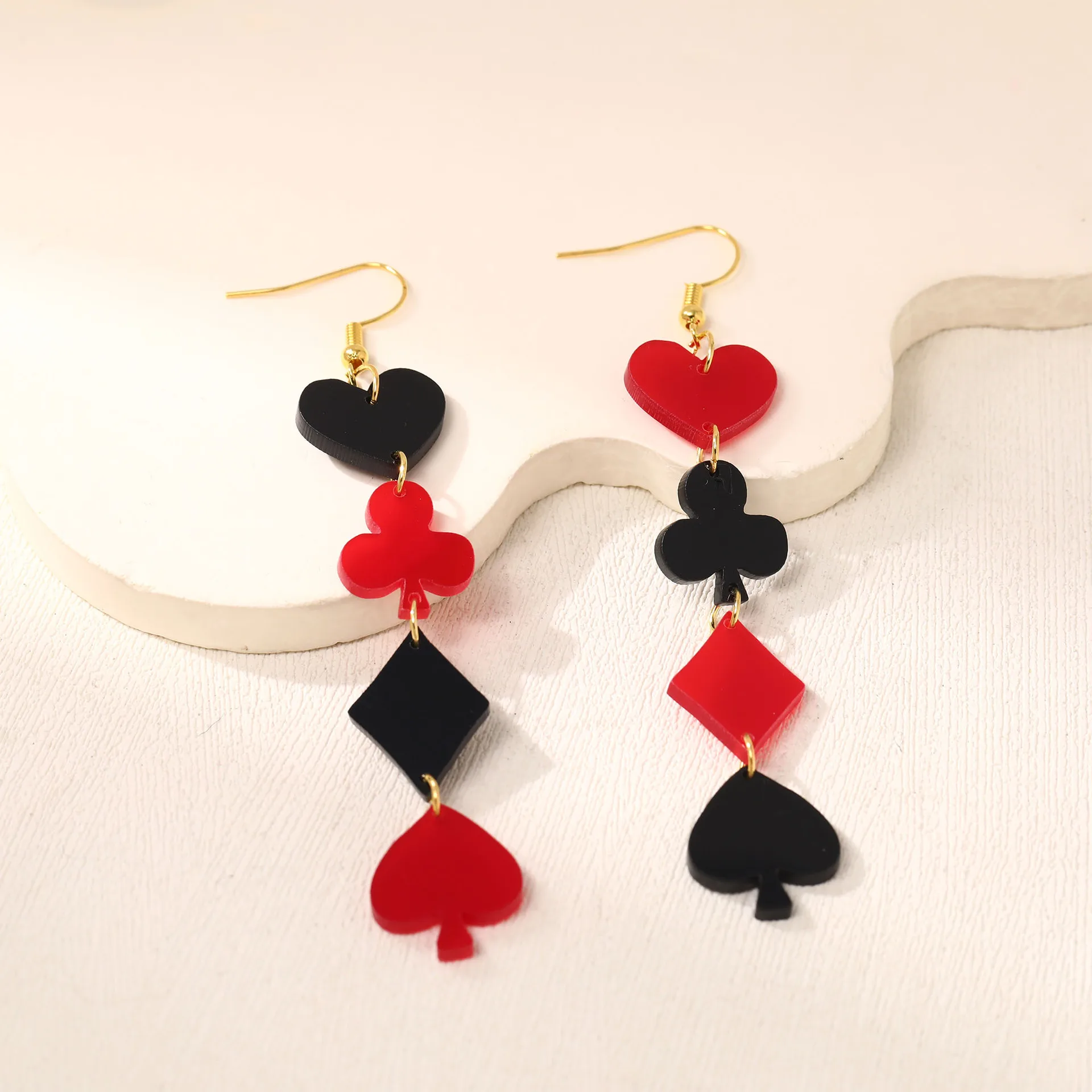 Fun Creative Playing Cards Spade Heart Club Diamond Elements Dangle Earrings For Women Trendy Ears Accessories Gift Party Casual