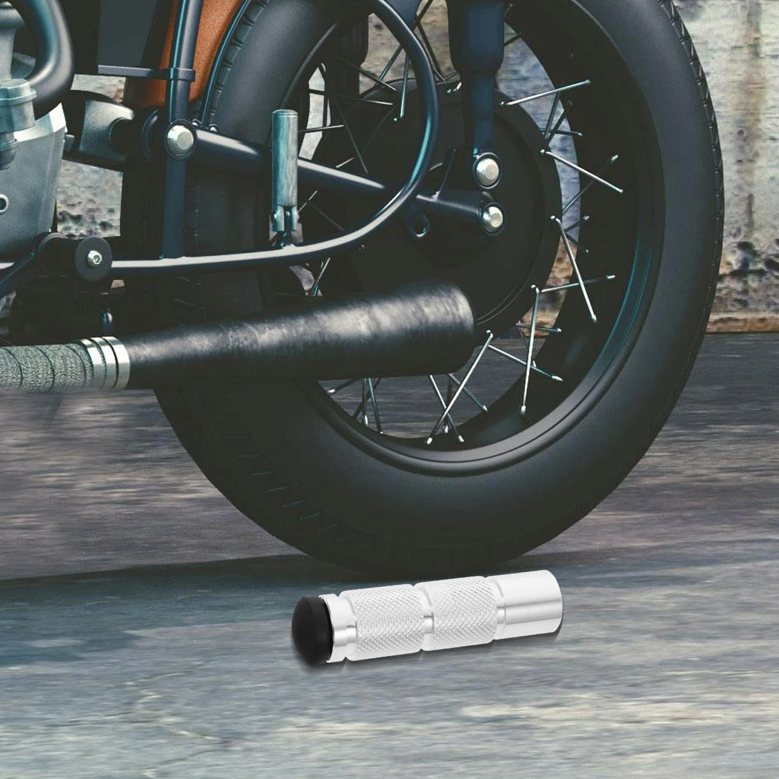 

2Pcs Motorcycle Rear Foot Pegs Round Aluminum Alloy Black Lightweight Durable Peg Pedal Offroad Bikes Adjustable Footrest