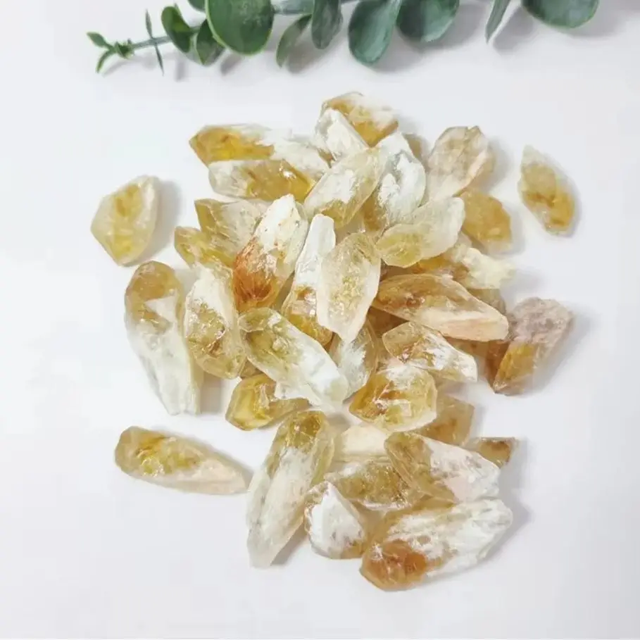 Natural Citrine Teeth Backbone Rough Raw Crystal Quartz Stone Mineral Crystal Wand Points for gift Ornaments Home Decoration