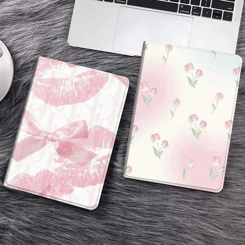 

Pink Lipstick Bow Pattern Tablet Case For Samsung Galaxy Tab S7 S8 S9 S10 FE Lite Gift