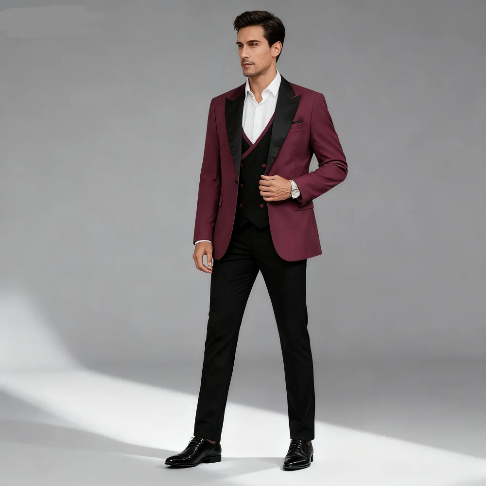 

Royal Blue 3 Piece Men's Wedding Suits Casual Groomsmen Bridegroom Tuxedo Blazer Jacket Vest Pants Set for Homme