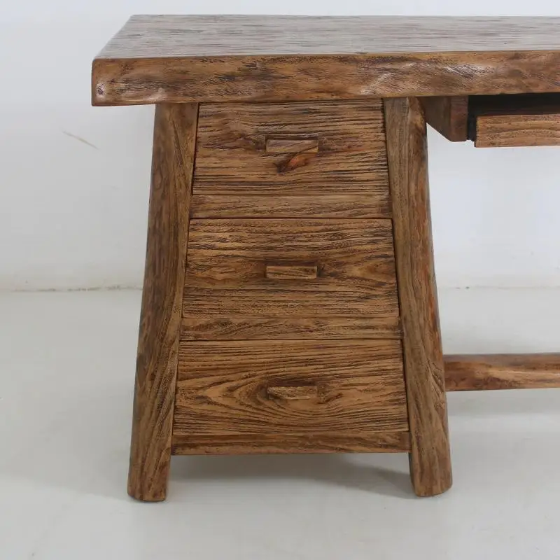 Wabi Sandy Wind Pure Solid Wood Desk Integrated Computer Desk Simple Household Combination Modern