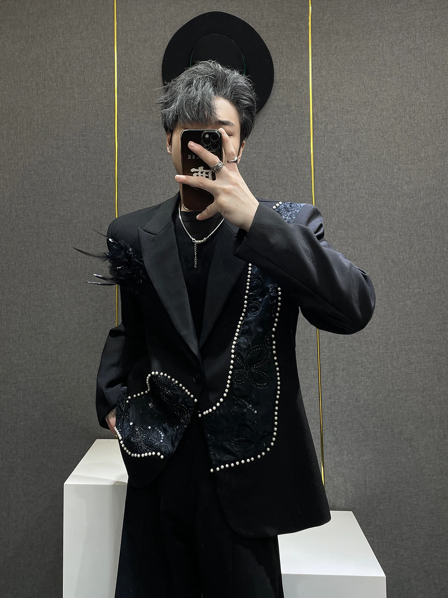 

Мужская куртка-жакет с вышивкой и сложной отделкой, свободного кроя, модная повседневная верхняя одежда, трендовая функциональная одежда