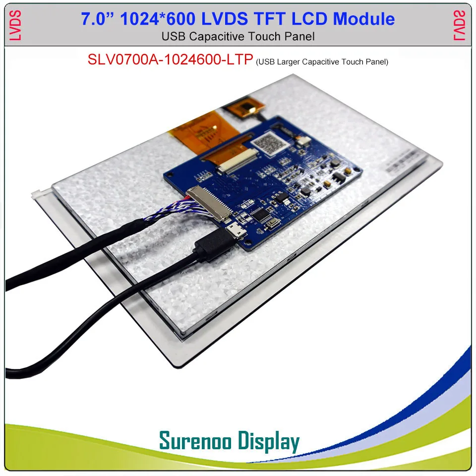 7 "polegadas 1024*600 20p_lvds tft lcd módulo display tela & usb capacitivo painel de toque adequado para android/lunix
