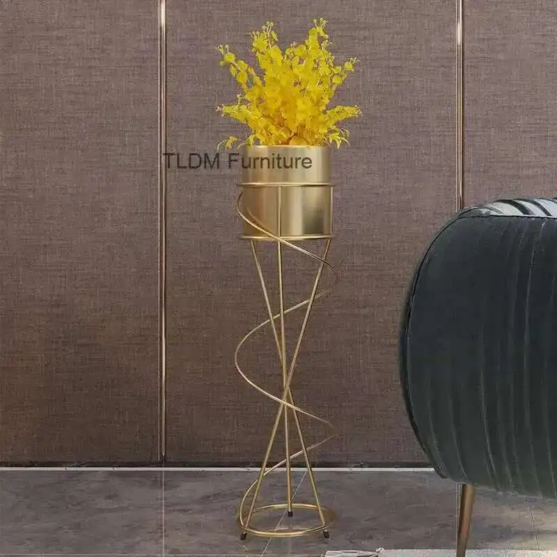 

Gold Single Stand for Flowers Nordic Luxury Iron Decoration Plant Stand High-end Floor-standing Flowerpot Holder for Corridor