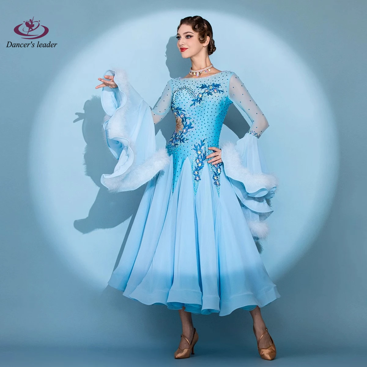 เต้นรําละตินเพชรหญิงผู้ใหญ่เด็กระดับไฮเอนด์ที่กําหนดเองที่ทันสมัยแขนปุยW Altzประสิทธิภาพสูงแฟลชชุด