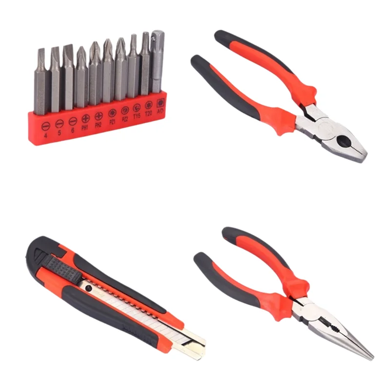 ZTEN 128PCS Hardware Tool Box Automotive Tools Wrench Plier Sockets Batch Head Hammer Woodworking Combination Toolbox