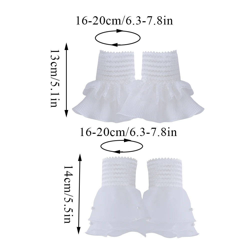 1Pair  Detachable Fake Sleeves Spring Autumn Sweater Blouses Decorative Sleeves Lace Ruffles Pearl Wrist False Sleeve Fake Cuff