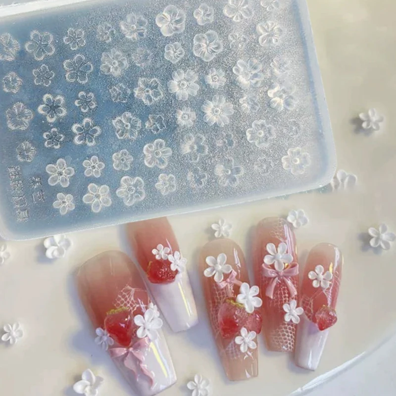 1Pcs Silicone Nail Art Mold Flower French Style Five-petaled Flowers 3D Relief Nail Template Nail Art Decorations Manicure Tool