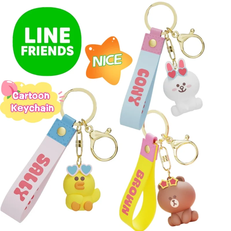 

Line friends Brown Cony Sally Creative Personality Couple Exquisite Key Chain Cartoon Cute Student Backpack Pendant Decoration