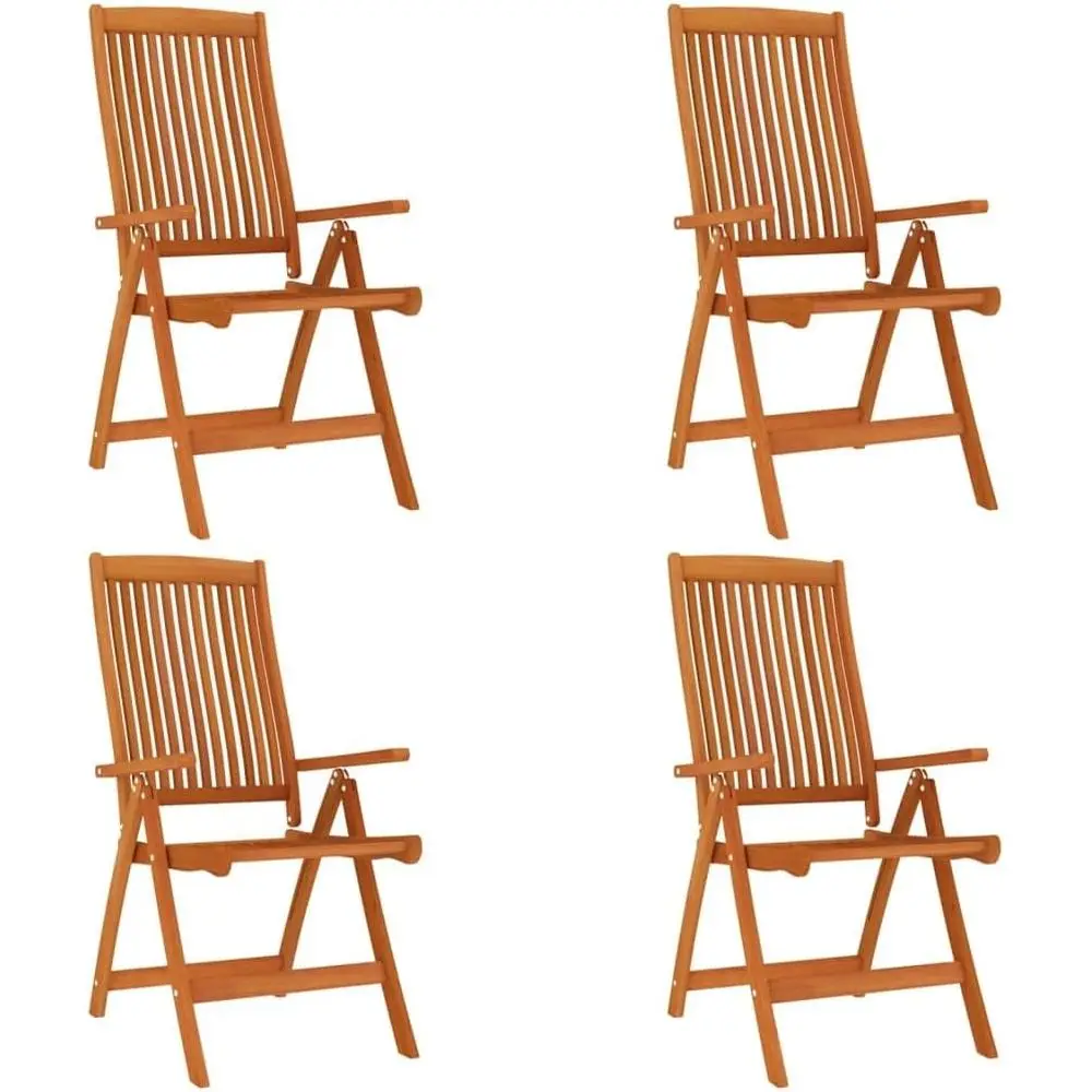 

Pair of Reclining Eucalyptus Patio Chairs with 5-Position Backrest, Space-Saving, Natural Oil Finish, Brown