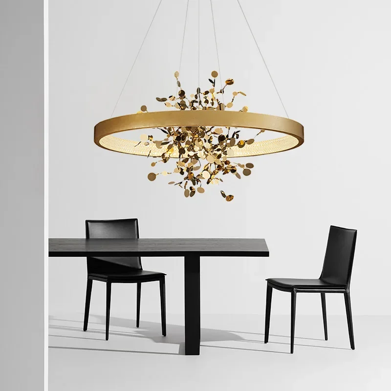 Round Chandelier Modern Dining Room Lamp Living Room Bedroom Kitchen Home Decoration Master Bedroom Gold Lamp 40/60/80cm