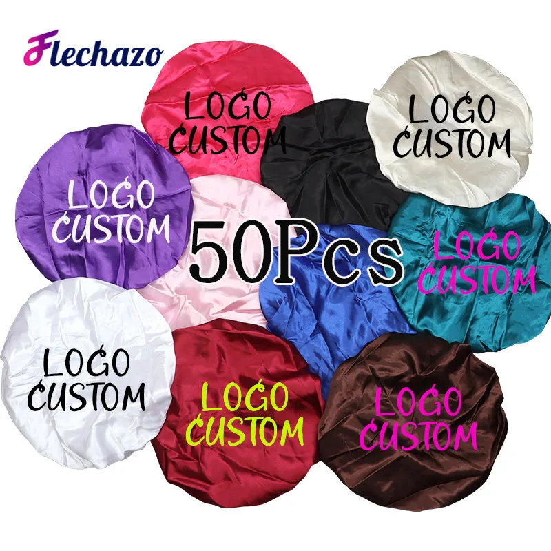 

Silk Bonnet For Hair Care 50Pcs Wholesale Satin Bonnets Sleeping Caps Hair Bonnet With Adjust Elastic Band Personalized Logo