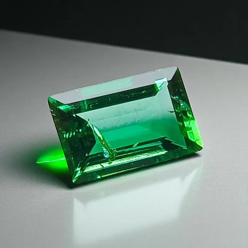 

Lab Grown Zambian Emeralds Rectangle Cut Hydrothermal Hand Cutting for Jewelry Setting&Custom Design Selectable Certificate