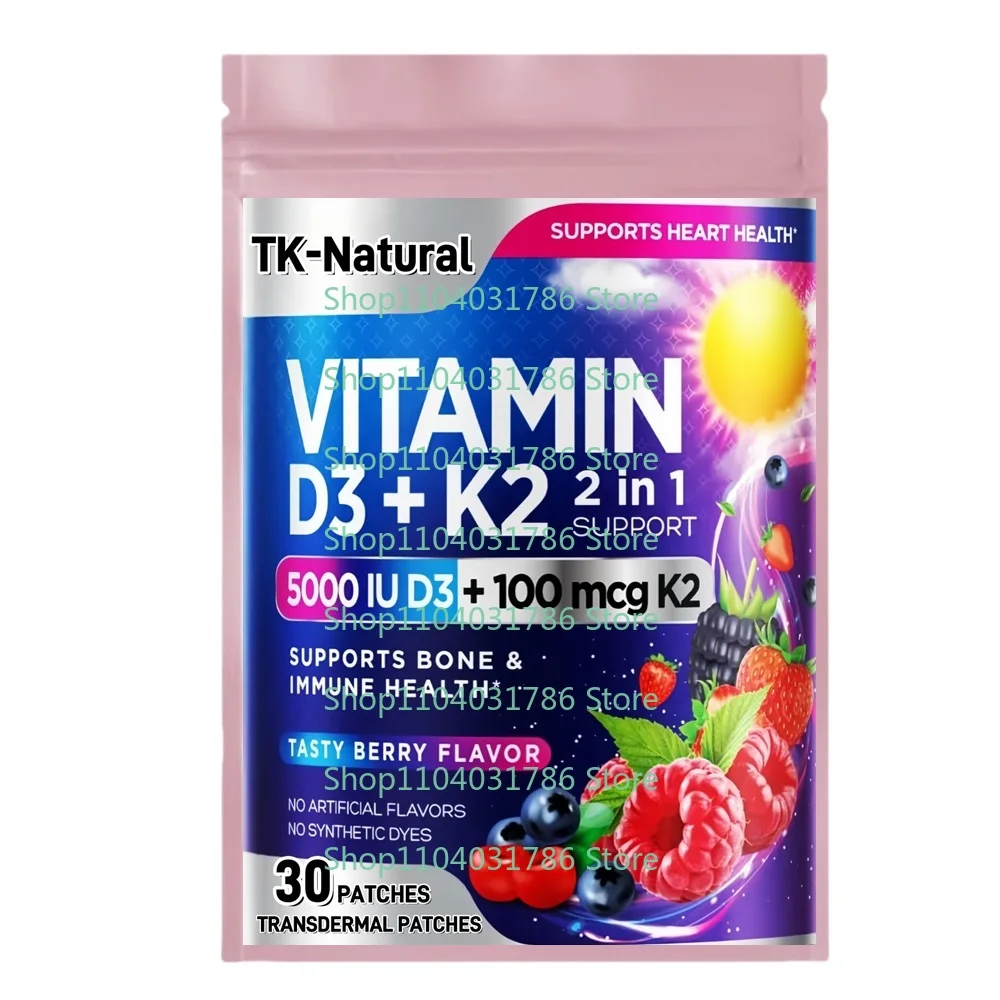 30 parches Parches transdermicos de vitamina D3 K2 MK-7: apoyo inmunológico, corazón y hueso