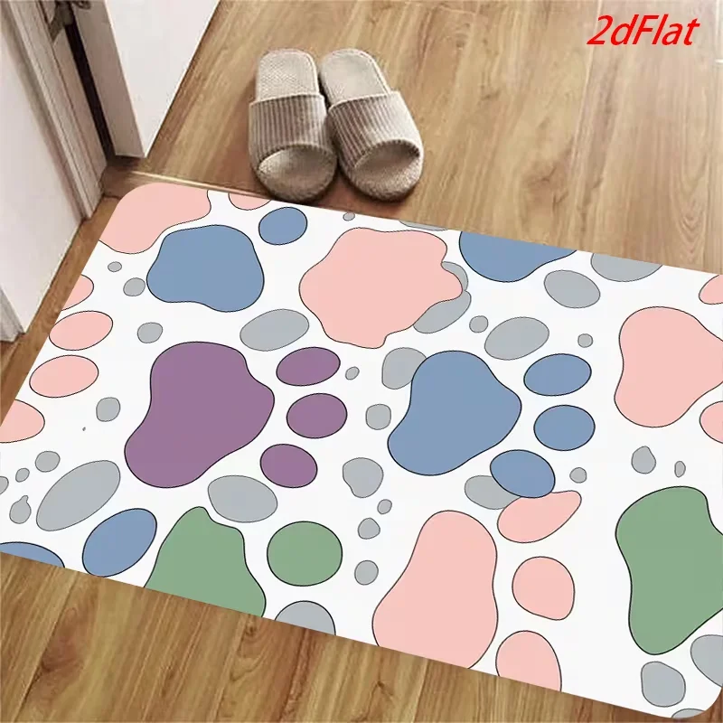 Pastel Irregular Blob Color Block Door Mat Non Slip Soft Floor Rug Geometric Print Entrance Carpet For Entryway Bedroom