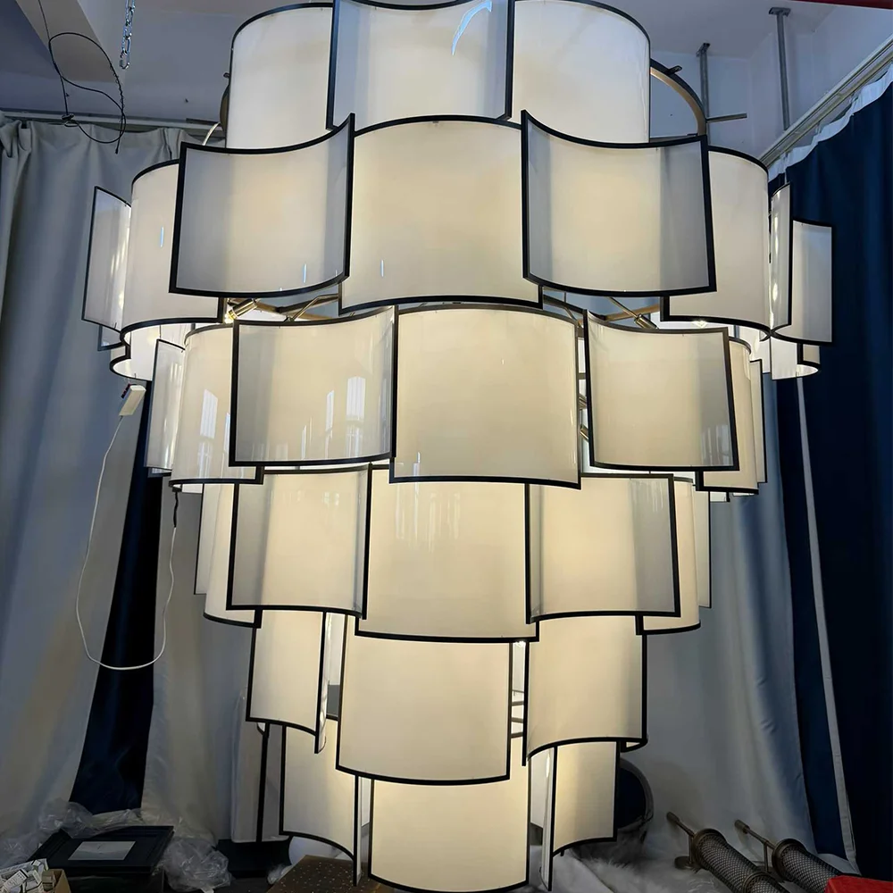 

Современная дизайнерская люстра для лестничных пролетов, люстра для лобби с двойной высотой, на заказ, для отеля, современная люстра для лобби