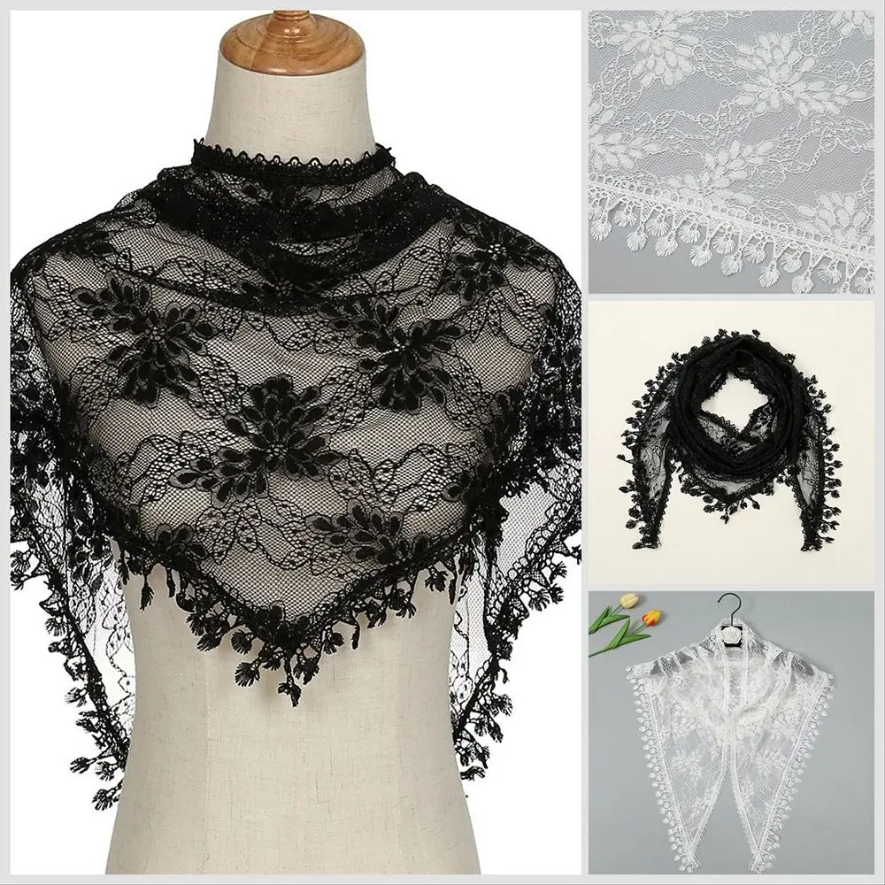 

Vintage Lace Flower Hair Scarf Shawl Thin Chic Style Sweet Headscarf Shawl Cute Bohemian Bandanas for Women Pastoral Style