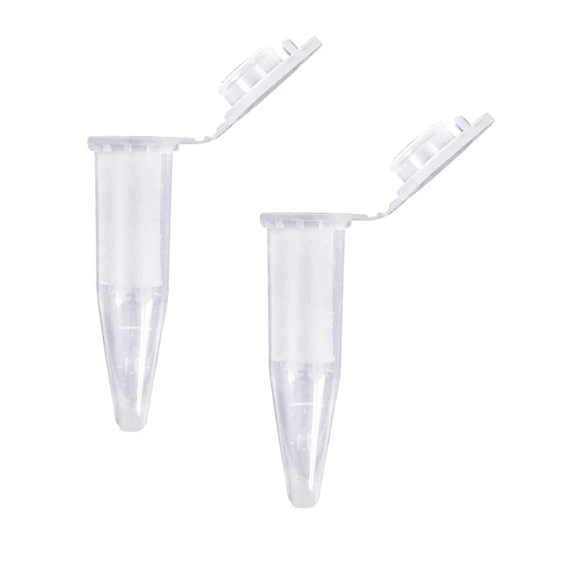 500 pièces Tube PCR avec capuchon plat 1.5Ml Tube de microcentrifugeuse Tube de réaction PCR expérience scolaire Transparent