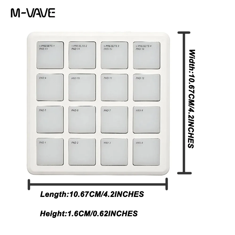 جيب M-VAVE SMC PAD، وحدة تحكم MIDI لاسلكية محمولة 16 وسادة أدوات قرع واجهة USB-C #4