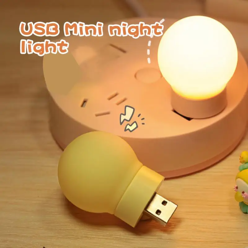 1Pcs USB Plug Lamp Mini LED Night Love Gift Decorative Light Power Bank Charging Small Round Reading Atmosphere Table Lamp