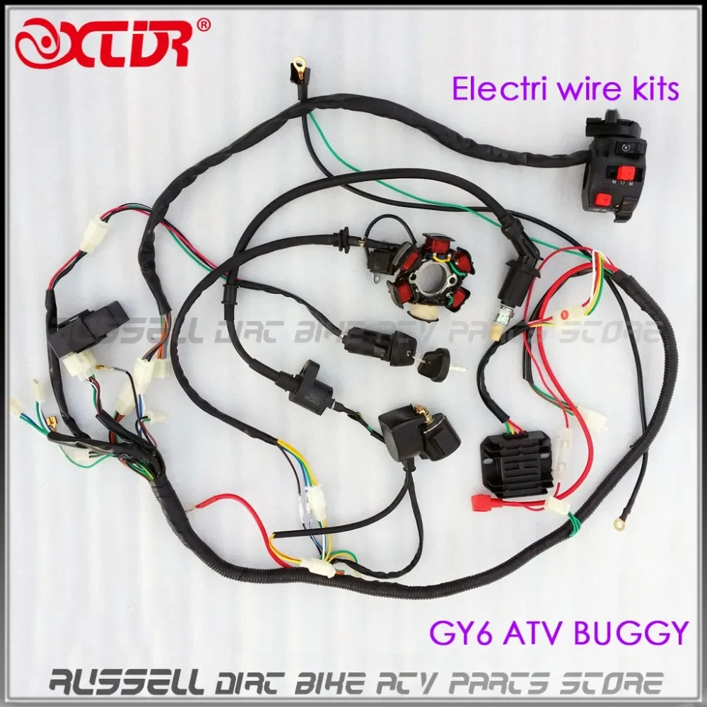 ATV Quad GY6 125cc 150cc eléctrico estator cableado arnés telar Magneto bobina de encendido CDI rectificador solenoide piezas