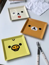 Cartoon Rilakkumas Ceramic Dish Kawaii Korilakkuma Kiiroitori Cake Salad Plate Desktop Porch Keys Watch Storage Plate Home Decor