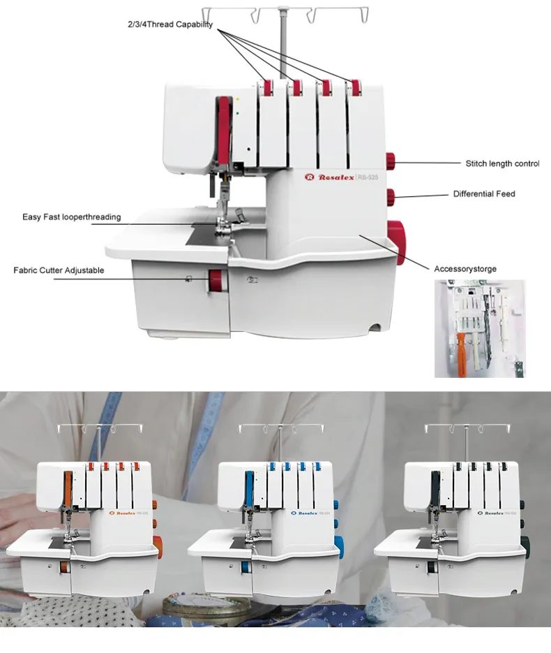 RS-525 multifunctional automatic 4 thread household sewing machine overlocking machine