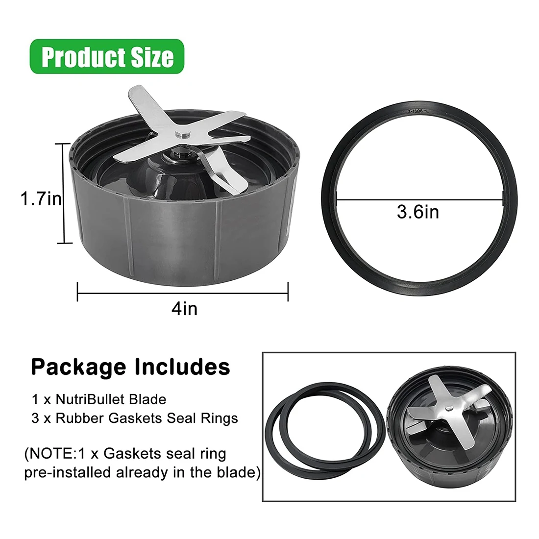 

BABP Blade Replacement Part Compatible with Nutribullet Pro 900W/600W Blender Extractor - Include 6 Fins Blade