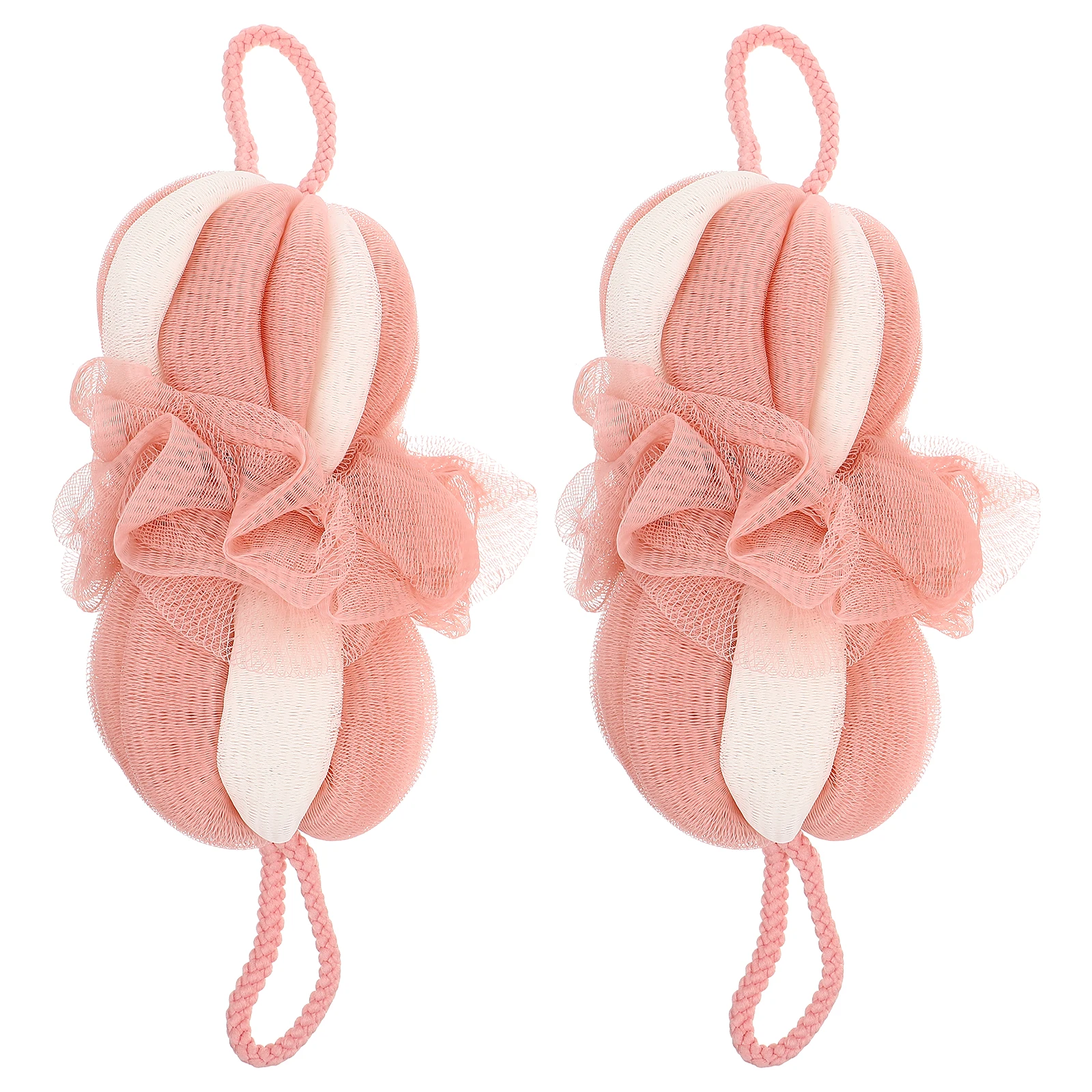 

2pcs Flowers Bathroom Balls for Home Travel Hotel Nylon Loofah Bathroom Bath Balls Hanging Rope Rich Bubble Bathing Tools