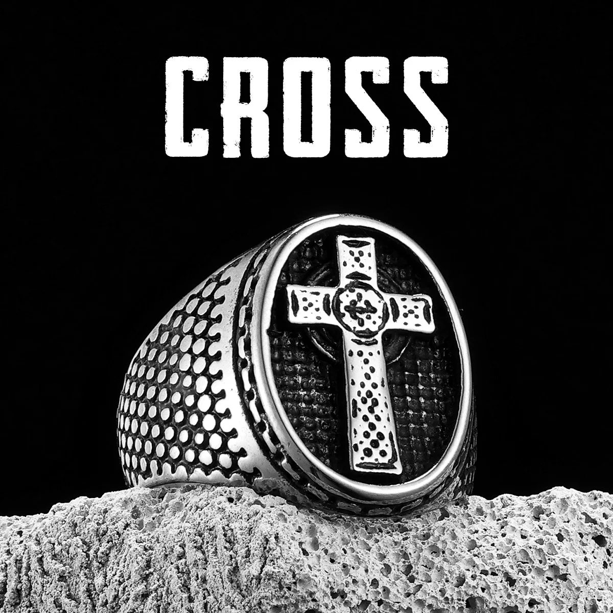 Christian Cross Amulet Men Rings Stainless Steel Women Jewelry Vintage Punk Rock Cool Stuff Fashion Accessories Gift Wholesale