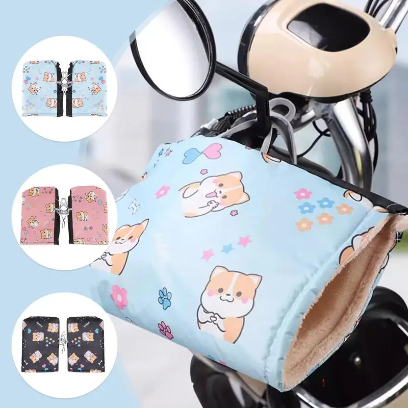 

Motorcycle Handlebar Muffs Motorbike Windproof Mittens Hand Warmer Gloves Corgi Dog Pattern Winter Snowmobile Hand Muffs