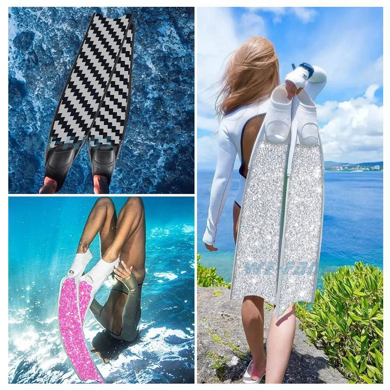 WE-FANS Pure Carbon Fiber Fins Long Freediving Scuba Diving Fins Free Dive Flippers Long Diving Fins Water Sport Equipment