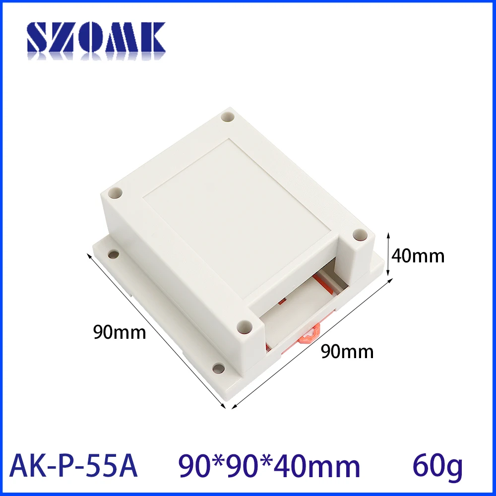 SZOMK AK-P-55A Custom Made Case Plastic Din Rail Enclosure for Electronic Device Junction Small Plastic Box 90x90x40MM