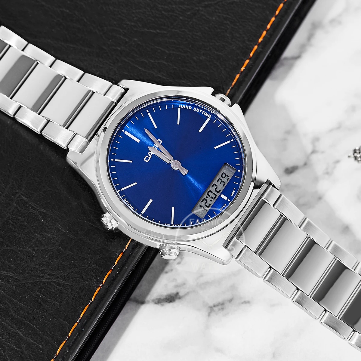 카시오 남성용 시계 탑 세트 50m 방수 크로노그래프, 캐주얼 시계 남성용 손목시계