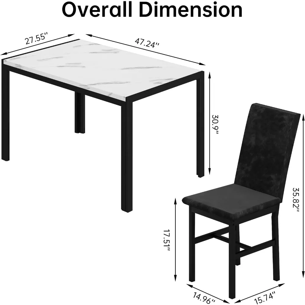 مجموعة طعام رخامية مكونة من 5 قطع من منتجات AWQM، وطاولة مطبخ حديثة وكراسي لغرفة الطعام، وحجرة طعام صغيرة، وأثاث مدمج موفر للمساحة