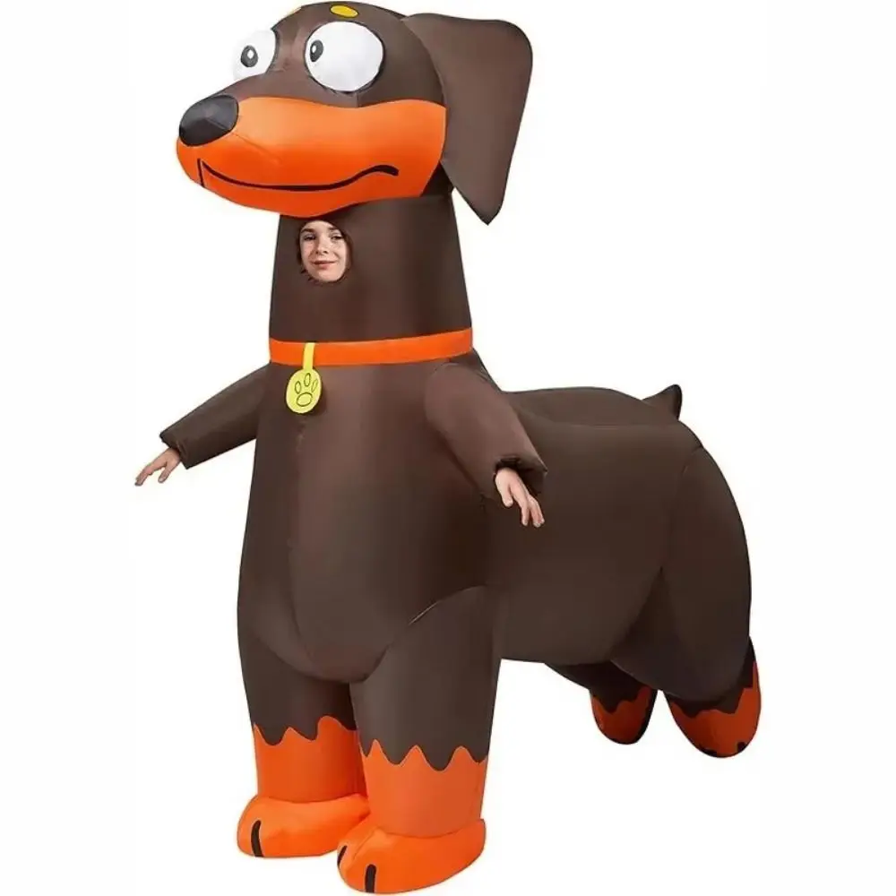 

Cartoon Inflatable Sausage Dog Costume Full Body Jumpsuit Funny Cute Sausage Dog Inflatable Suit Detachable Fan Waterproof
