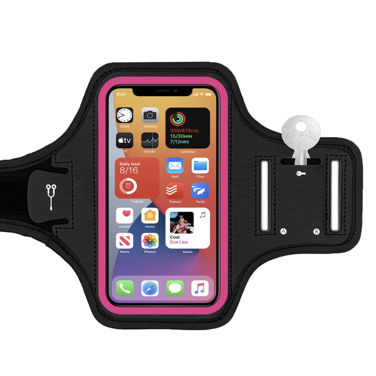 

Running Jogging Phone Armband with Zipper Pocket Universal Fit for iPhone Samsung up to 5.4 Inch Gym Sports Exercise