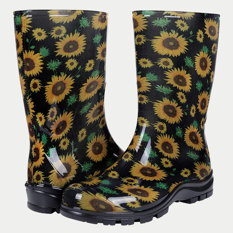 Bebealy Rain Boots For Women Summer Soft  Garden Rain Shoes Outdoor Work Anti-Slip Waterproof Boots Casual Women's Rubber Boots